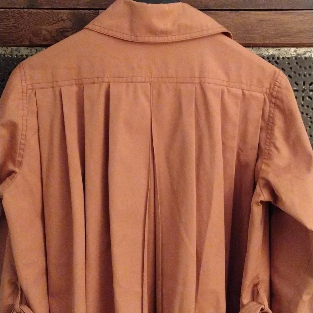 Vintage Foxland by Lanson Trench Raincoat with Waist Belt, Size 8, Light Orange